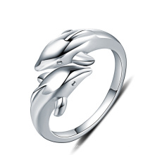 double dolphins 925 sterling silver rings women,high quality luxury wedding and birthday gift for girlfriend